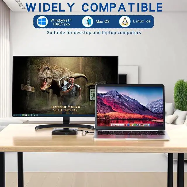 Alt view image 7 of 7 - External Blu ray CD/DVD Drive, External DVD/BD Player Read Portable Blu-ray Cd DVD Drive USB3.0 and Type-C Port, Suitable for Windows XP/7/8/10 for Mac-Book PC
