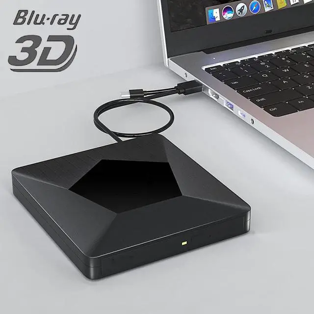 Main image of External Bluray CD DVD Drive, Ultra Slim USB 3.0 and Type-C Portable Portable Slim CD DVD +/-RW Drive Player Burner, Blu-ray CD DVD Burner 3D Optical Blu-ray CD DVD Drive for Windows XP/7/8/10, MacOS