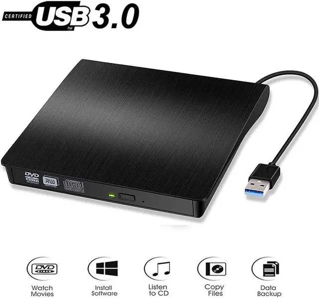 Main image of Portable External CD DVD Drive, External CD DVD Drive USB 3.0, Rewriter Reader Writer Burner, Portable CD+/-RW CD-ROM DVD-ROM Optical Drive Player for Laptop,PC,Mac 10,OS,Windows 10/8/7/XP,Linux