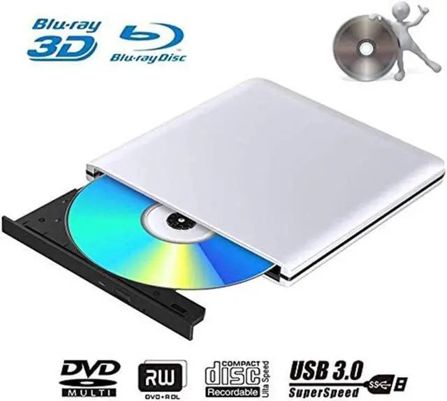 Main image of External Blu Ray DVD Drive Burner 3D Portable USB 3.0 CD DVD RW Player for Mac OS, Linux, Windows XP/Vista/7/8/10,PC (Silver)