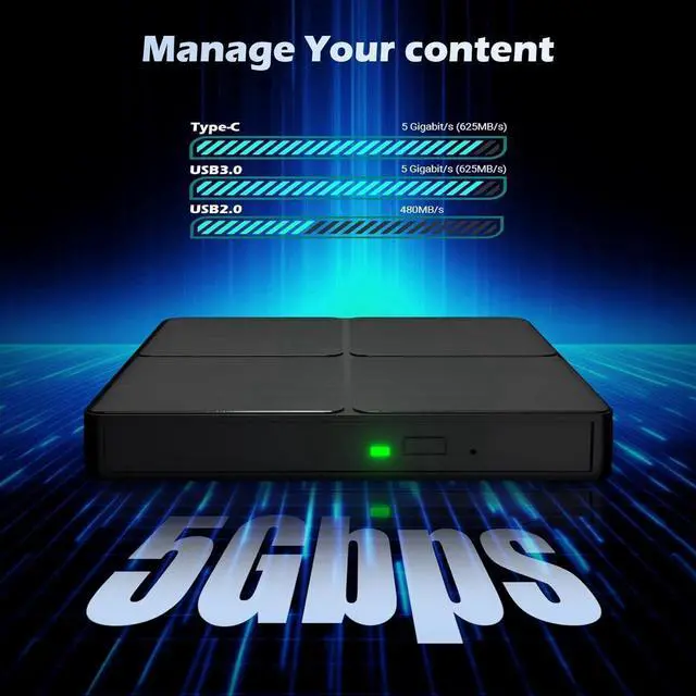 Alt view image 3 of 6 - External CD/DVD Drive for Laptop, USB 3.0 and Type C DVD Drive External Portable DVD Player for Laptop, CD Burner External Optical CD DVD Drive Compatible with PC Windows 11/10/8/7 Linux MacOS