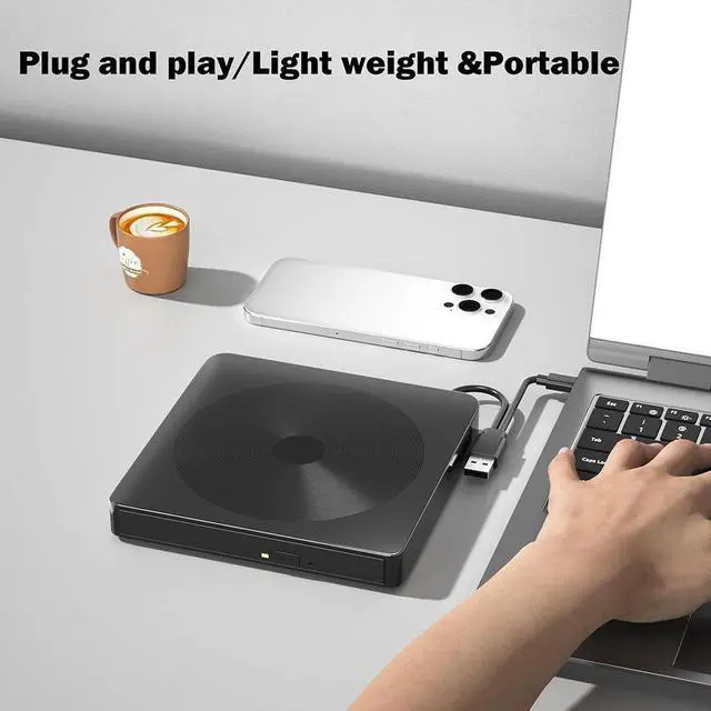 Alt view image 5 of 6 - External CD/DVD Drive for Laptop, USB 3.0 & Type-C Portable DVD Player CD DVD Burner, Cd Rom External CD DVD Drive for Laptop, External Optical Drive Compatible with PC Laptop Windows Mac Os