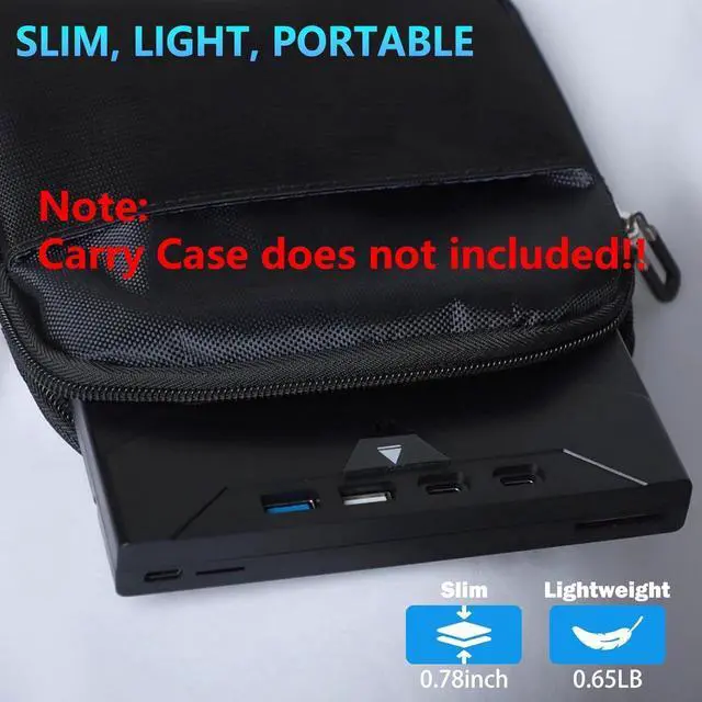 Alt view image 2 of 7 - 7 in 1 External CD/DVD Drive for Laptop, Slot-Loading External DVD Drive with SD/TF Port, CD Burner External CD DVD Drive for Laptop USB-A USB-C, Portable CD/DVD Writer for Laptop & Desktop