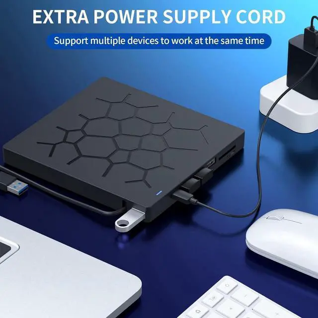 Alt view image 7 of 7 - External CD/DVD Drive for Laptop, 7 IN 1 USB 3.0 Type C Portable DVD Player, CD ROM Burner Writer,External Disk Drive, Optical Drive Compatible with Laptop, PC, Mac-Book, Windows, Mac, Linux OS