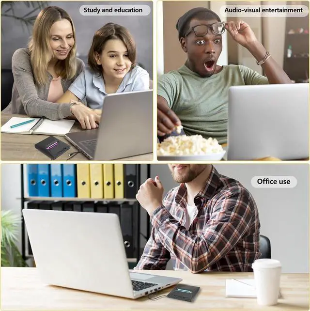 Alt view image 3 of 7 - External CD/DVD Drive for Laptop & PC, DVD/CD Burner, Plug & Play, USB 3.0 & Type-C High Speed CD/DVD Reader & Writer, Portable Dvd Player for Laptop Mac-Book, Windows 11/10/8/7, Linux, MacOS