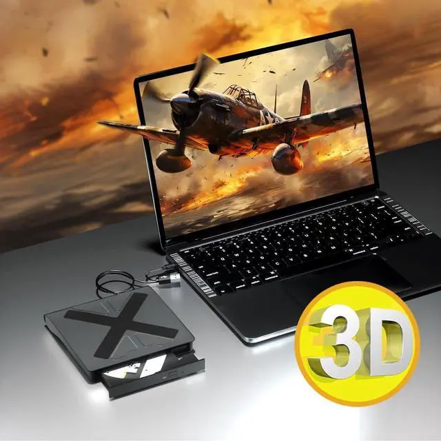 Alt view image 5 of 7 - External Blu Ray Drive, USB 3.0 and Type-C Blu Ray Burner Portable Blu Ray DVD/CD/BD Player, 3D Bluray Optical DVD Drive Compatible with Windows XP/7/8/10/11 MacOS Laptop Desktop