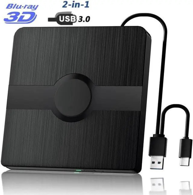 Main image of External Blu Ray Drive, BD Player with Read/Write Capability Portable Blu-ray Player with USB 3.0 & Type-C CD/DVD Burner 3D Blu-ray Drive Compatible with Win10 Mac OS, Blu Ray Player for PC