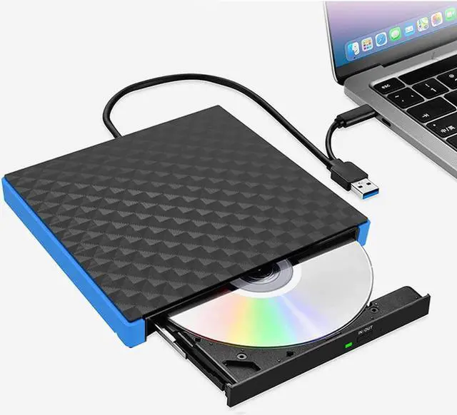 Main image of External CD DVD Drive for Laptop, Type C & USB 3.0 External DVD Drive, 24x CD 8x DVD Super Fast Speed CD/DVD +/-RW Burner Reader, Optical DVD Drive for Windows, Linux, Mac OS Laptop Desktop PC