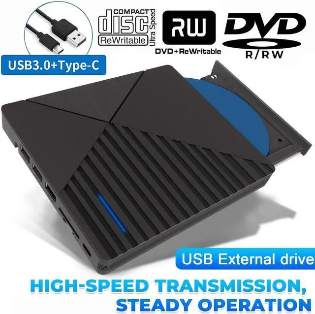Alt view image 7 of 7 - External CD DVD Drive, 7-in-1 Portable CD DVD +/-Rw Reader Disk Drive Slim DVD/CD Burner Player, USB 3.0 and Type-C Optical DVD Drive ROM Burner Rewriter for Laptop PC Windows 10/8/7/XP Mac OS