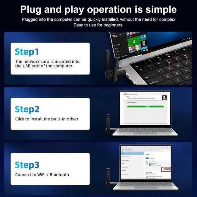 Alt view image 3 of 6 - AX900M 2 in 1 WiFi + Bluetooth Wireless Adapter for PC, Dual Band 2.4GHz/5GHz with Dual Antenna 5DBi, Bluetooth Dongle 5.4 Compatible with Windows 11/10, WiFi 6 Adapter for Computer/Laptop
