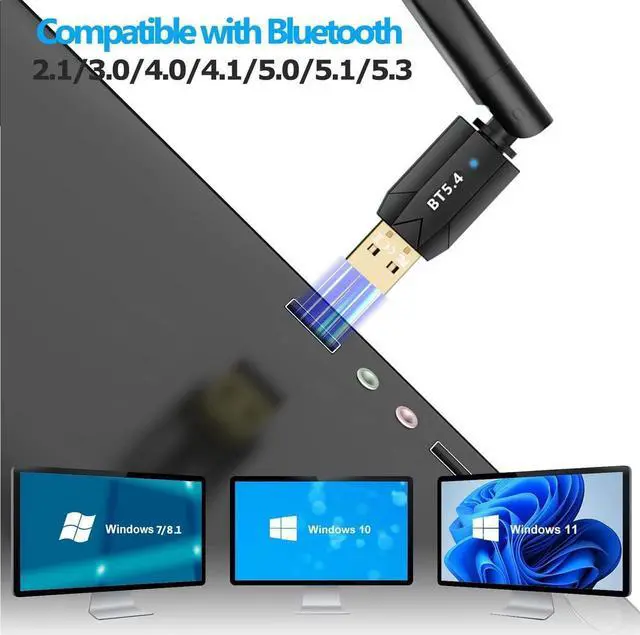 Alt view image 5 of 7 - Bluetooth 5.4 Adapter for PC, 150M Long Range USB Bluetooth Dongle BT 5.4 EDR USB Adapter for PC Wireless Mouse Keyboard Audio Receiver Transmitter, Compatible with Windows 11/10/8.1