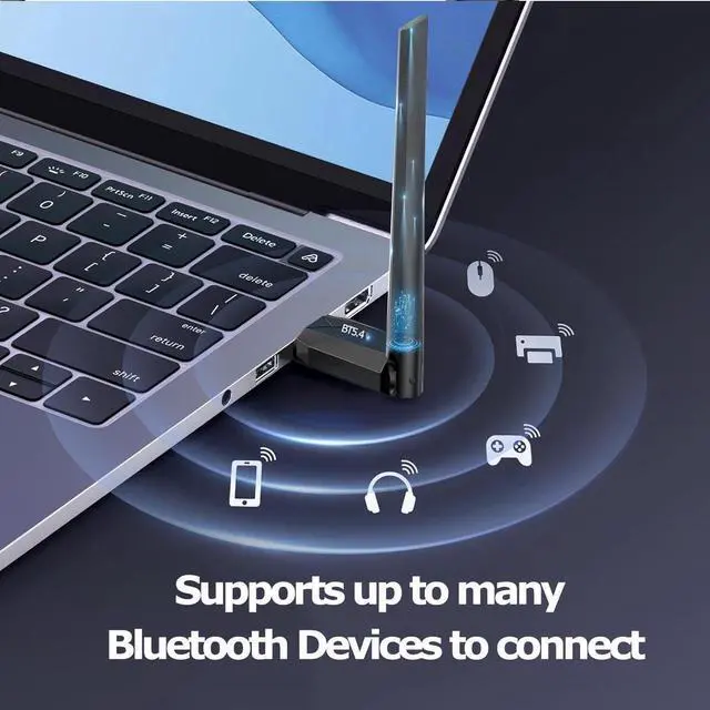 Alt view image 2 of 7 - Bluetooth 5.4 Adapter for PC, 150M Long Range USB Bluetooth Dongle BT 5.4 EDR USB Adapter for PC Wireless Mouse Keyboard Audio Receiver Transmitter, Compatible with Windows 11/10/8.1