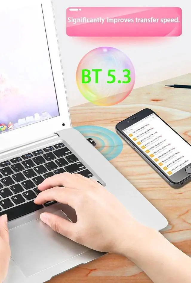 Alt view image 6 of 7 - USB Bluetooth 5.3 Adapter for PC Supports Windows 11/10/8.1/7, Plug and Play For Windows 11/10, Mini Bluetooth 5.3+EDR Bluetooth Dongle Receiver for PC,Laptop,Keyboard,Mouse,Headsets,Speakers