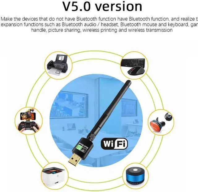 Alt view image 4 of 7 - USB Network Card 2.4Ghz & 5Ghz Dual Band 600Mbps USB WiFi Dongle, Bluetooth 5.0 and WiFi 2 in 1 Wireless Adapter, Wireless Wi-Fi Network Card for Windows7/8.1/10