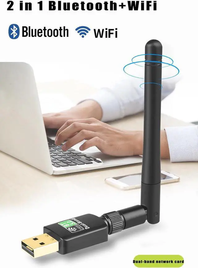 Alt view image 3 of 7 - USB Network Card 2.4Ghz & 5Ghz Dual Band 600Mbps USB WiFi Dongle, Bluetooth 5.0 and WiFi 2 in 1 Wireless Adapter, Wireless Wi-Fi Network Card for Windows7/8.1/10