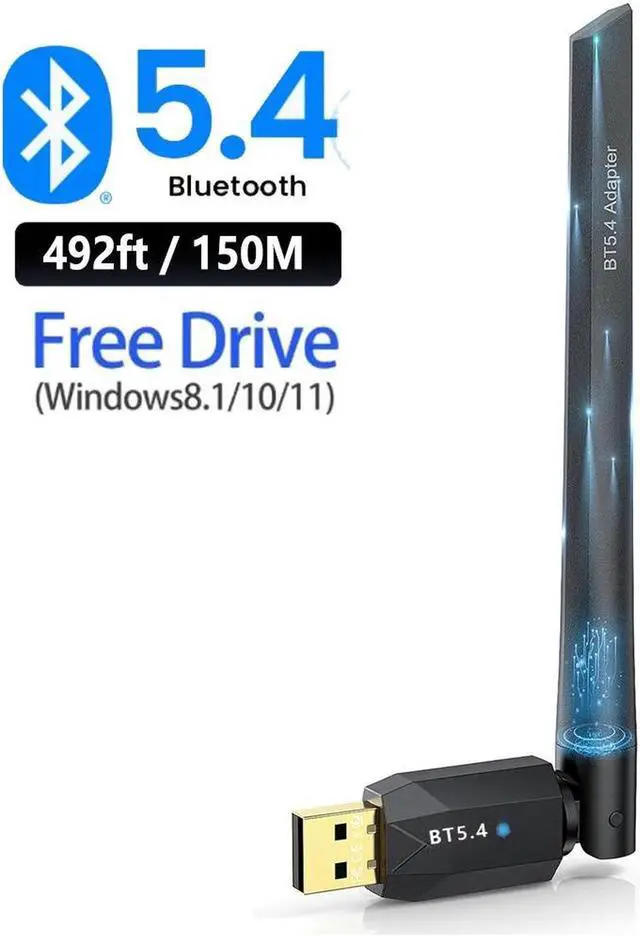 Main image of USB Bluetooth 5.4 Adapter for PC, USB Bluetooth Dongle 5.4 EDR Adapter for Laptop Keyboard Mouse Headsets Speakers, Long Range 492ft/150M Bluetooth Adapter Supports Windows 11/10/8.1(Plug and Play)