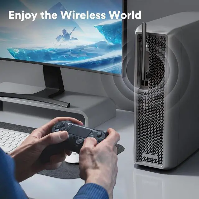 Alt view image 6 of 7 - USB Bluetooth 5.4 Adapter for PC, USB Bluetooth Dongle 5.4 EDR Adapter for Laptop Keyboard Mouse Headsets Speakers, Long Range 492ft/150M Bluetooth Adapter Supports Windows 11/10/8.1(Plug and Play)