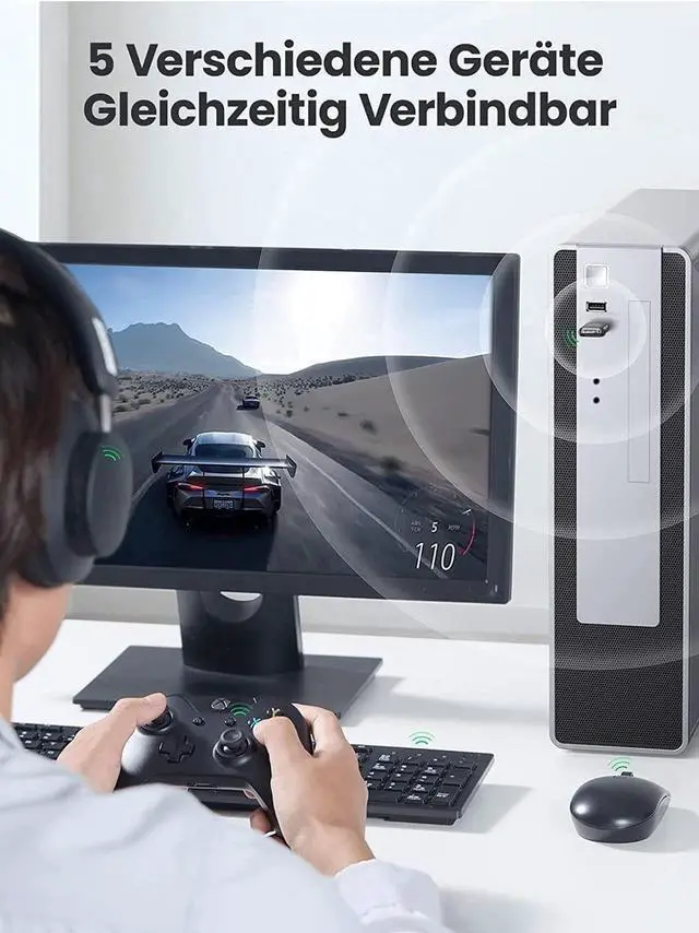 Alt view image 2 of 7 - USB Bluetooth Adapter for PC, USB Bluetooth 5.3 Dongle EDR Bluetooth Stick for PC, Desktop, Laptop Compatible with Windows 11/10/8.1/7