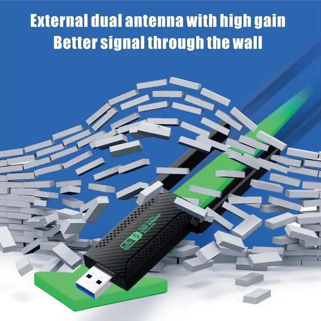 Alt view image 3 of 7 - USB WiFi Adapter,1300Mbps WiFi USB 3.0 Dual Band 5G/2.4G Wireless Network Adapter for Desktop Laptop PC, Dual 2dBi Antennas, Supports Windows 10/8.1/8/7/Vista/XP, Mac OS 10.9-10.15