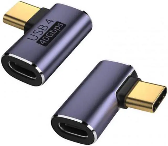 Alt view image 4 of 7 - Aomoproing   40Gbps USB4 Type C Male to Female 90 Degree Left Right Angled 100W Power Data 8K Video Adapter for Laptop Phone