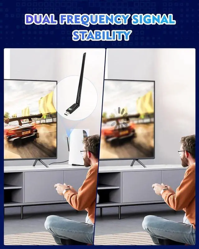 Alt view image 5 of 7 - Bluetooth Dongle for PC, 2 in 1 USB WiFi Adapter & Bluetooth 5.3 Adapter, 900Mbps USB WI-FI Dongle, 5DBi Antennas High Gain Dual Band 2.4GHz&5GHz, USB WiFi Adapter Support Windows 11/10