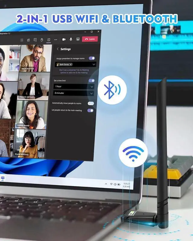 Alt view image 6 of 7 - Bluetooth Dongle for PC, 2 in 1 USB WiFi Adapter & Bluetooth 5.3 Adapter, 900Mbps USB WI-FI Dongle, 5DBi Antennas High Gain Dual Band 2.4GHz&5GHz, USB WiFi Adapter Support Windows 11/10