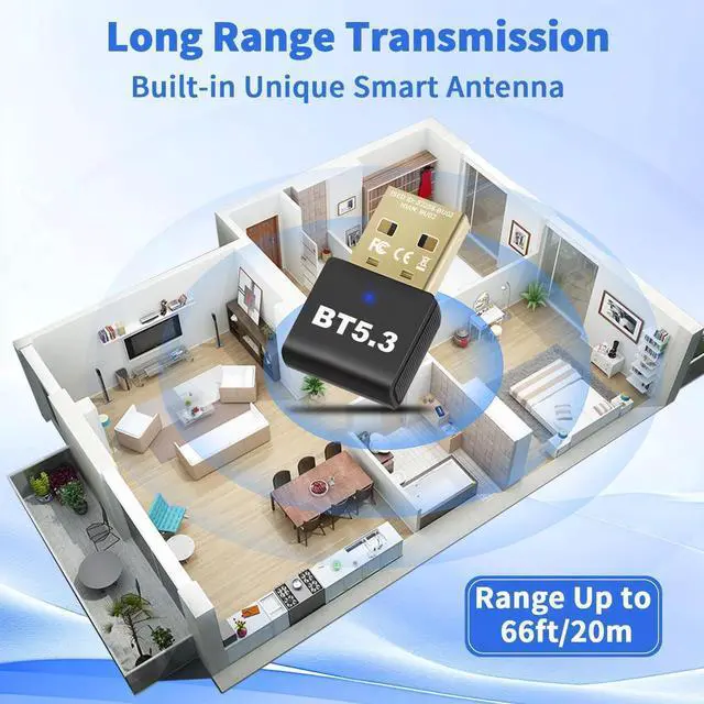 Alt view image 5 of 7 - USB Bluetooth 5.3 Adapter for PC Desktop, 20M Wireless Transmitter Dongle for Windows 11/10/8.1 Computer Laptop, Plug & Play, Pair w/Bluetooth Headset Headphones Speaker Keyboard Mouse Printer