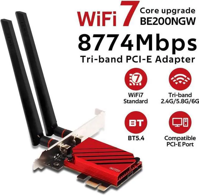 Alt view image 6 of 7 - WiFi Card PCIE WiFi 7 BE200 Tri-Band 802.11be 8774Mbps PCIe Wireless Adapter, WiFi 7 Network Adapter WiFi Card with BT5.4 Support Windows 11/10 Not for AMD Motherboards