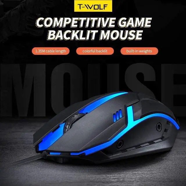 Alt view image 6 of 7 - USB Wired Gaming Mouse, 3 Buttons 7 Coloured Backlight 1200 DPI Office Mouse Built-in Weights for Laptop/PC Gaming Mice