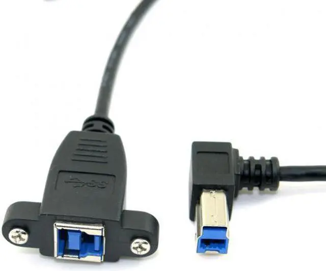 Alt view image 3 of 7 - Aomoproing USB 3.0 Back Panel Mount B Type Female To Right Angled 90 Degree B Type Male Extension cable 0.5m
