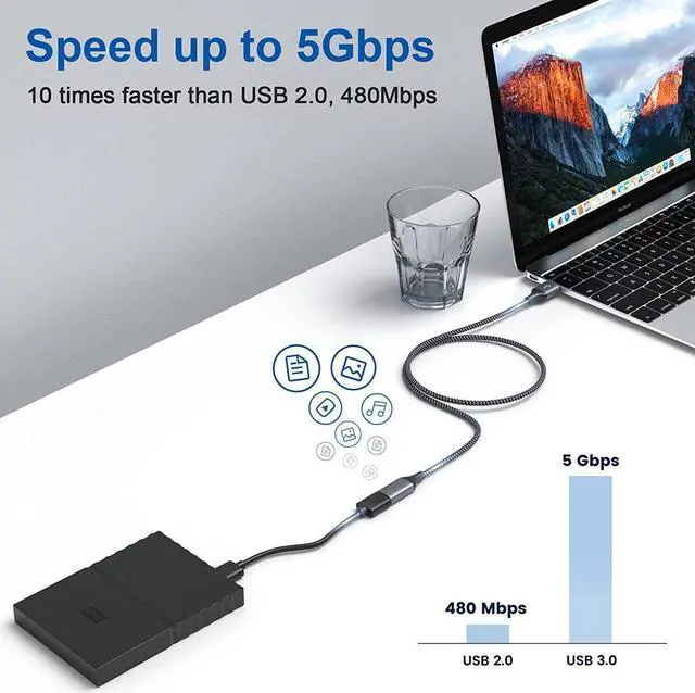 Alt view image 2 of 7 - USB 3.0 Extension Cable 10ft/3M, USB A Male to A Female Cable USB Extension Lead High Speed 5Gbps Data Transfer Compatible for Printer, Scanner, Camera, Keyboard, Card Reader, Hard Drive, USB Disk