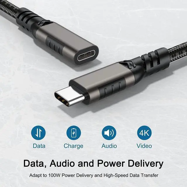 Alt view image 7 of 7 - USB C Extension Cable 3.3FT / 1M, USB Type-C Male to Female Cord, [USB3.1 Gen2 / 10Gbps] Sync Transfer USB C Extender 100W/5A Fast Charging Compatible with MacBook,Laptop,Tablet,Mobile Phone and More