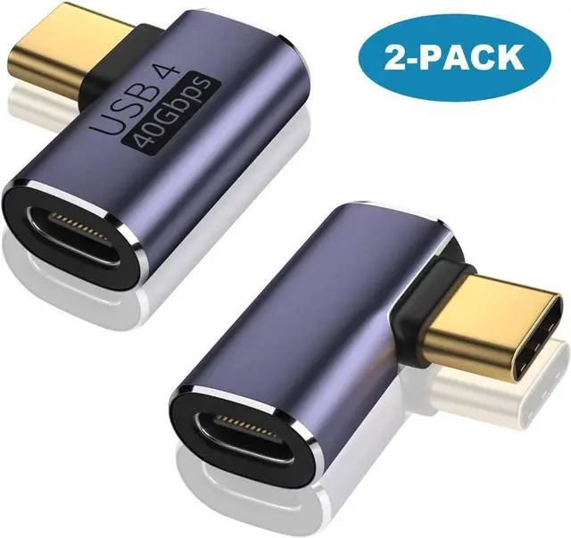 Main image of USB C to USB C 90 Degree Adapter (2 Pack), 40Gbps Data Transfer USB Type C Male to Female Right Angle Extender for Steam Deck, Switch, Thunderbolt4, Laptop, Mobile Phone, Tablet