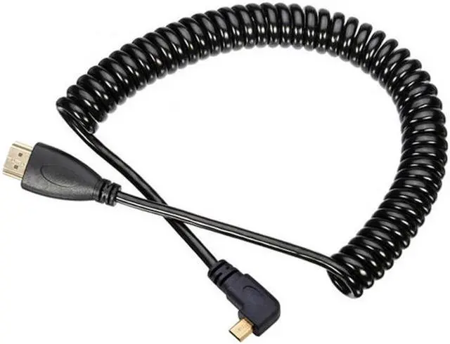 Alt view image 7 of 7 - Aomoproing Stretch Left Angled 90 Degree Micro HDMI to HDMI Male HDTV Cable for Cell PhoneTabletCamera