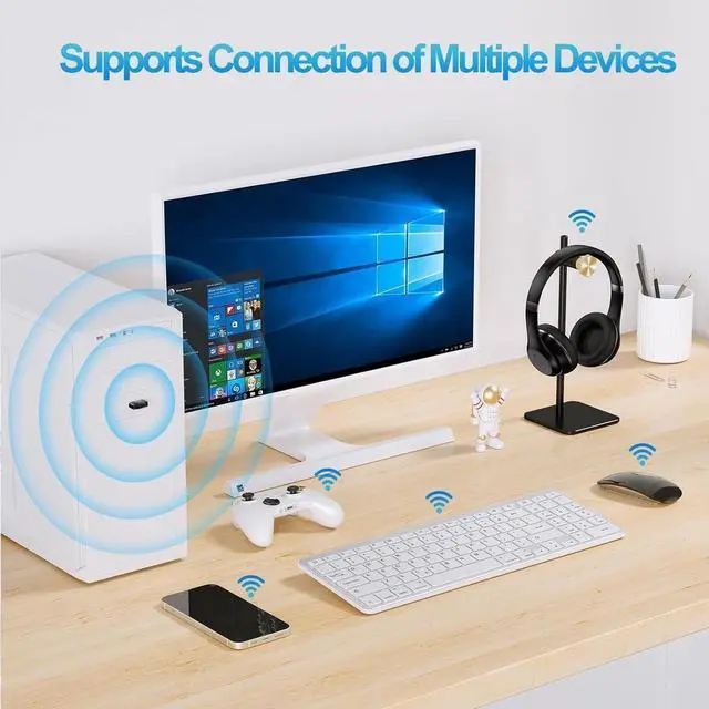 Alt view image 2 of 6 - Bluetooth 5.4 Adapter, USB Bluetooth 5.4 Stick Dongle (EDR & BLE) Plug and Play Bluetooth Adapter 5.4 for PC Laptop Desktop Computer, Supports Windows 11/10/8.1/7