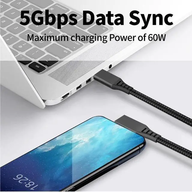 Alt view image 2 of 7 - VR Link Cable 20ft/6M Braided USB Type C to USB C Cord 90 Degree Angled USB 3.2 Gen1 Data Transfer & Fast Charging Cable for Oculus Quest /Quest 2/Rift S and More Devices with USB C Port
