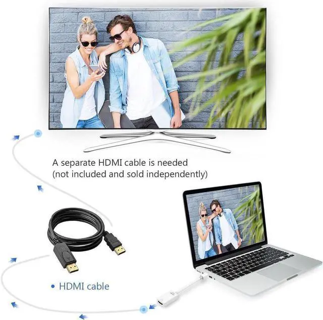 Alt view image 3 of 7 - Mini DisplayPort to 4K HDMI Adapter, Mini DP(Thunderbolt Compatible) to HDMI 4Kx2K Converter Gold-Plated Cord for MacBook Pro, MacBook Air, Mac Mini, Microsoft Surface Pro 3/4 (Black)