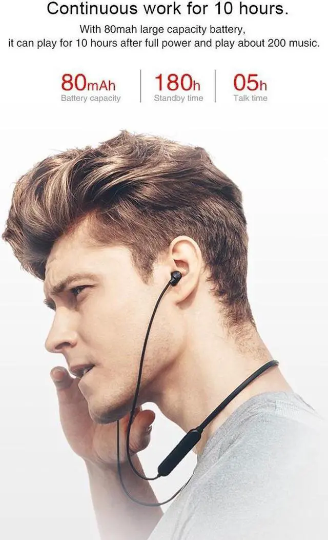 Alt view image 4 of 7 - Magnetic Bluetooth Earphone Sports Neckband Magnetic Wireless Gaming Headset Stereo Earbuds Metal Earphones With Mic For IPhone