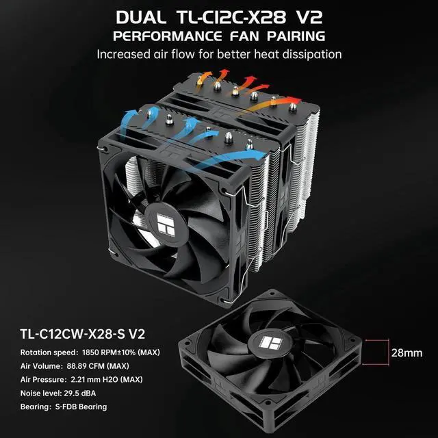 Alt view image 3 of 7 - Thermalright Peerless Assassin 120 SE V2 CPU Air Cooler - 6 Heat Pipes AGHP GEN 5.0 Technology | 1850RPM PWM 120mm Fans, for Intel 1851/1700/115X/1200, AMD AM4/AM5