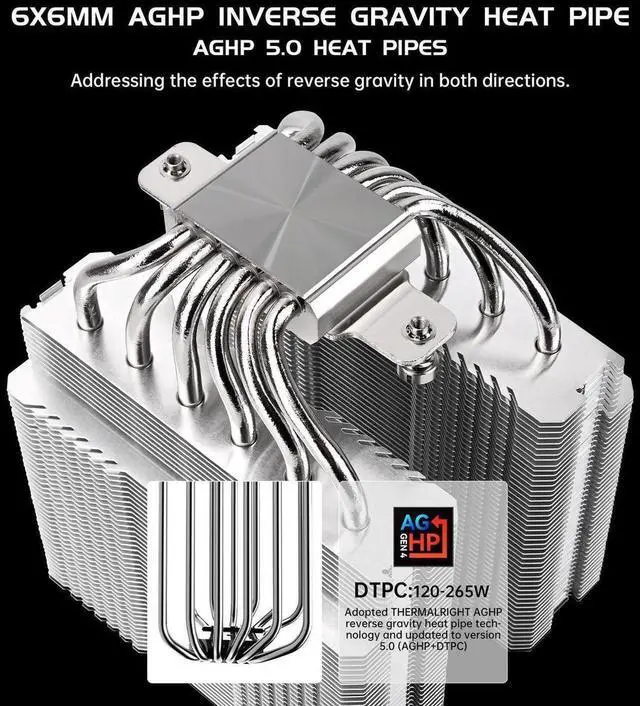 Alt view image 6 of 7 - Thermalright Peerless Assassin 120 SE V2 CPU Air Cooler - 6 Heat Pipes AGHP GEN 5.0 Technology | 1850RPM PWM 120mm Fans, for Intel 1851/1700/115X/1200, AMD AM4/AM5