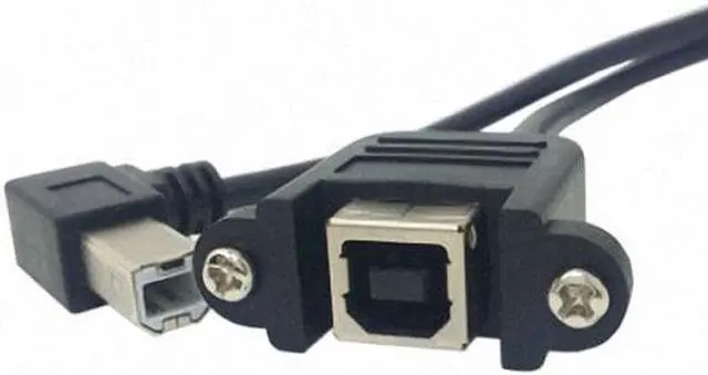 Main image of Aomoproing  90 Degree Left Angled USB B Type Male to Female extension cable with screws for Panel Mount 50cm