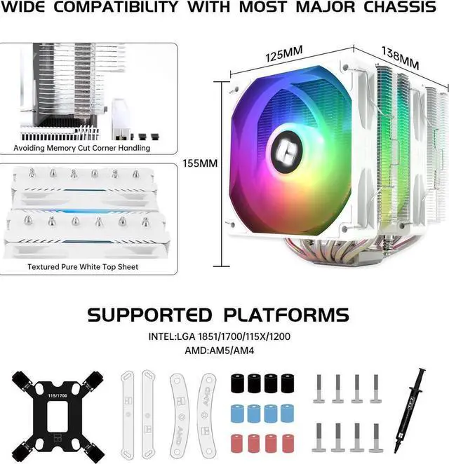 Alt view image 5 of 6 - Thermalright Peerless Assassin 120 SE ARGB V2 CPU Air Cooler - 6 Heat Pipes AGHP GEN 5.0 Technology | 1850RPM PWM 120mm Fans, for Intel 1851/1700/115X/1200, AMD AM4/AM5 White