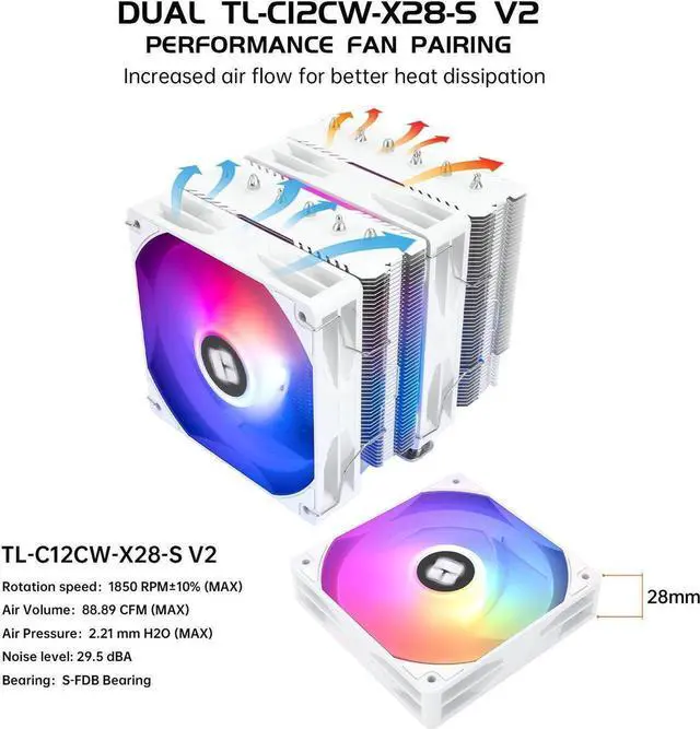 Alt view image 6 of 6 - Thermalright Peerless Assassin 120 SE ARGB V2 CPU Air Cooler - 6 Heat Pipes AGHP GEN 5.0 Technology | 1850RPM PWM 120mm Fans, for Intel 1851/1700/115X/1200, AMD AM4/AM5 White