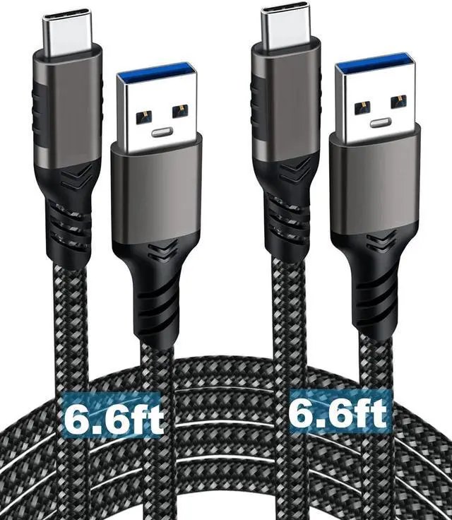 Main image of USB A to USB C Cable [2 Pack 6.6ft], USB 3.1/3.2 Data Transfer and 60W 3A Fast Charging Cable, for Android Auto S-a-m s-u-n-g Galaxy S23 S22 S21 S20 Ultra and Other Type C Phone Laptop PC Devices