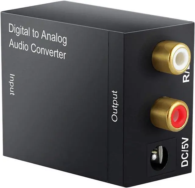 Alt view image 5 of 7 - Digital to Analog Audio Converter Digital Optical (SPDIF/Toslink) and Digital Coaxial to Analog 3.5mm AUX and RCA (L/R) Stereo Audio Converter with Fiber