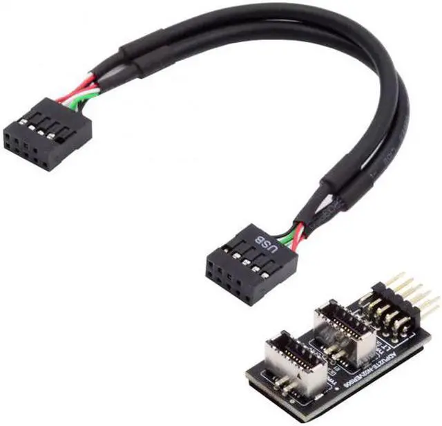 Alt view image 4 of 7 - Aomoproing  Dual USB 3.1 Front Panel Socket Key-A Type-E to USB 2.0 9Pin 10Pin Mainboard Header Male Cable Extension Adapter