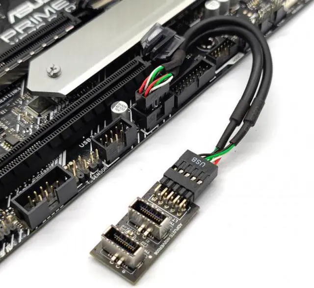 Alt view image 5 of 7 - Aomoproing  Dual USB 3.1 Front Panel Socket Key-A Type-E to USB 2.0 9Pin 10Pin Mainboard Header Male Cable Extension Adapter