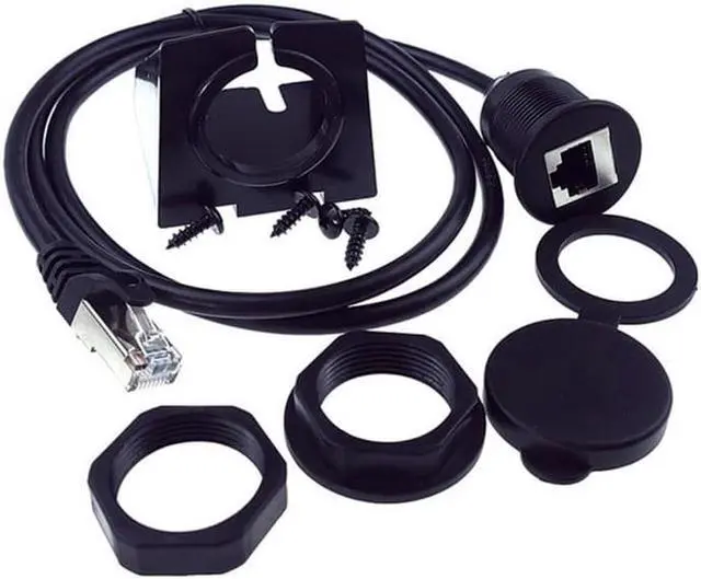 Alt view image 5 of 7 - Aomoproing 1m Waterproof Dustproof Screw Locking CAT6 RJ45 Male to Female Lan Ethernet Network Extension Cable Car Panel Mount Design