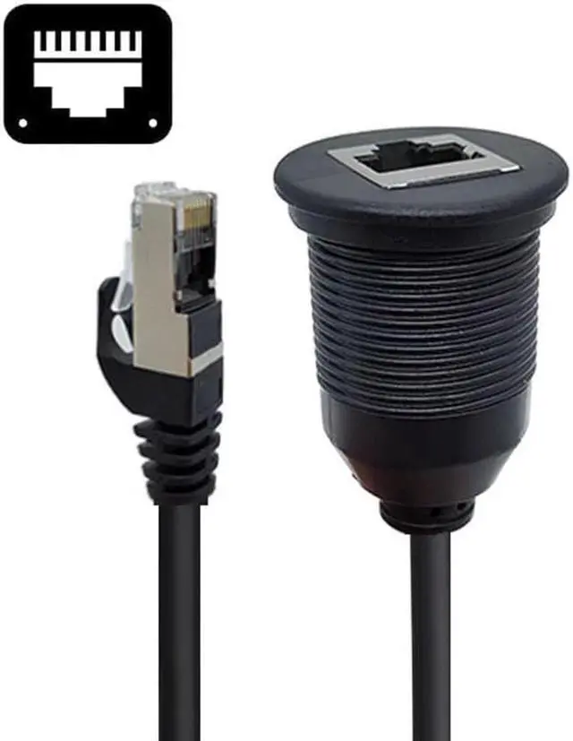 Main image of Aomoproing 1m Waterproof Dustproof Screw Locking CAT6 RJ45 Male to Female Lan Ethernet Network Extension Cable Car Panel Mount Design