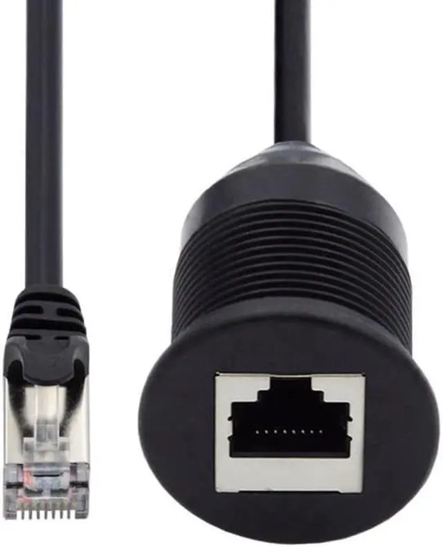 Alt view image 4 of 7 - Aomoproing 1m Waterproof Dustproof Screw Locking CAT6 RJ45 Male to Female Lan Ethernet Network Extension Cable Car Panel Mount Design